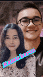 a picture of a man and a woman with kamukeren written on the bottom right