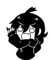 a black and white drawing of a girl with a crown on her head making a surprised face .