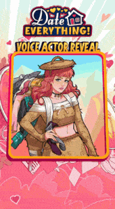 a picture of a woman with the words date everything voice actor reveal on it