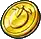 a cartoon drawing of a gold coin with a horse on it .