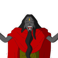 a cartoon drawing of a woman with long hair and a red cape