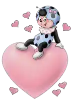 a ladybug sitting on top of a pink heart
