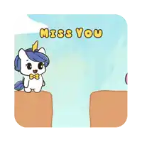 a cartoon of two unicorns standing next to each other with the words " miss you " above them