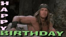 a picture of a man with long hair and the words happy birthday