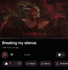 a screenshot of a video that says breaking my silence on it