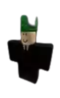 a roblox character is wearing a green hat and a black shirt .