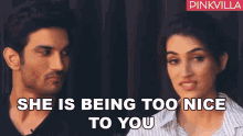 She Is Being Too Nice To You Sushant Singh Rajput GIF - She Is Being Too Nice To You Sushant Singh Rajput Kriti Sanon GIFs