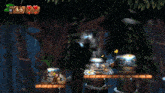a video game scene with snowflakes and hearts on the bottom