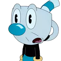 a cartoon character with a surprised look on his face and a blue nose