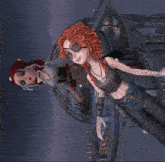 a cartoon girl with red hair is standing next to another girl with red hair