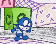 a drawing of a cartoon character with the letter c on it