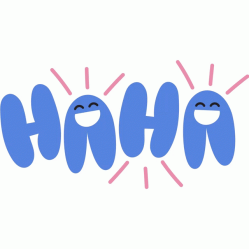 Haha Smiley Faces With Pink Expression Lines On Haha In Blue Bubble Letters Sticker Haha