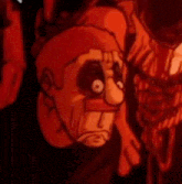 a close up of a cartoon character with a big nose .