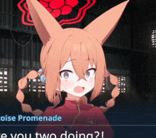 a video game character named noise promenade is talking to another character