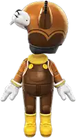 a cartoon character with a helmet and overalls