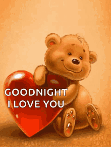 goodnight love teddy bear hearts cute