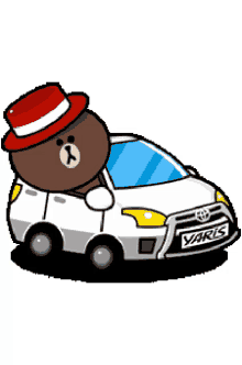 brown cony line stickers driving
