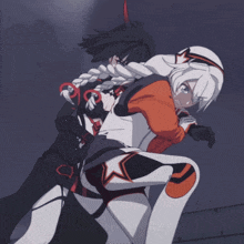 a couple of anime characters one of which has a braided hair