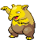 a pixel art drawing of a yellow and brown hamster standing on its hind legs .