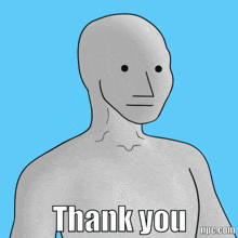 a drawing of a man with the words " thank you " on the bottom