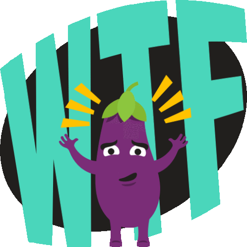 Wtf Eggplant Life Sticker - Wtf Eggplant Life Joypixels Stickers