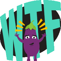 Wtf Eggplant Life Sticker - Wtf Eggplant Life Joypixels Stickers