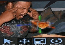 a man is sitting on a couch with a bag of chips in his hand