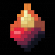 a pixel art drawing of a red and yellow object