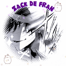 a drawing of a man with the name zack de franco on the bottom