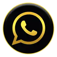 a black button with a gold circle with a phone in it