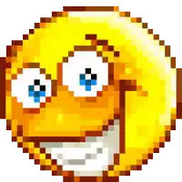a pixel art of a smiley face with a surprised look on his face