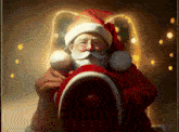 a painting of santa claus with glasses and a beard