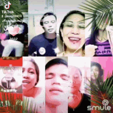 a collage of people 's faces with the word smile on the bottom left