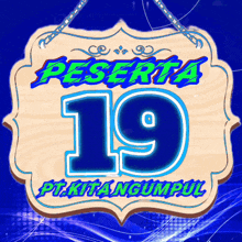 a wooden sign with the number 19 on it