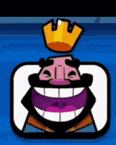 a cartoon king with a crown on his head is laughing .