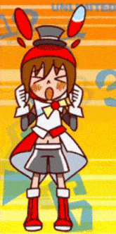 a cartoon of a girl wearing a top hat and a bow tie