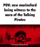 a meme about marineford being witness to the aura of the talking pirates .
