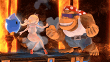 a video game scene with a monkey and a girl