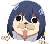 a cartoon character with a dog 's face sticking out his tongue