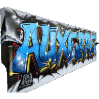 graffiti on a wall that says auxerre in blue