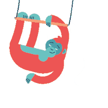 monkey swinging animated sticker playful