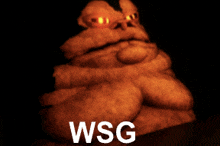 a picture of a statue with the word wsg written on it