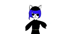 a drawing of a girl with blue hair wearing sunglasses