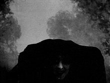 a black and white photo of a person with a hood on their head