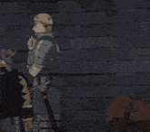 a cartoon drawing of a girl with braids and a sword