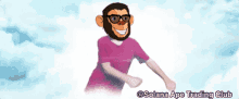a cartoon of a man with glasses and a monkey head with the words solana ape trading club on the bottom