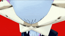 a close up of a cartoon character 's face with a red background and the number 9 on the bottom right