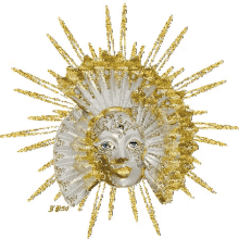 mardi gras mask sticker gold