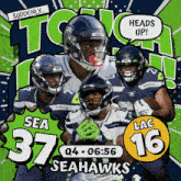 a poster for the seahawks shows a group of players
