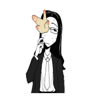 a black and white drawing of a woman in a suit and tie covering her face with her hand